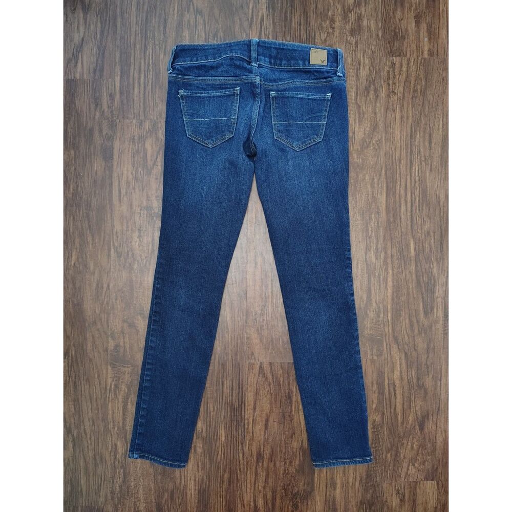 Y2K American Eagle Low Rise Skinny Stretch Jeans Women's 2R Dark Wash - Picture 3 of 5